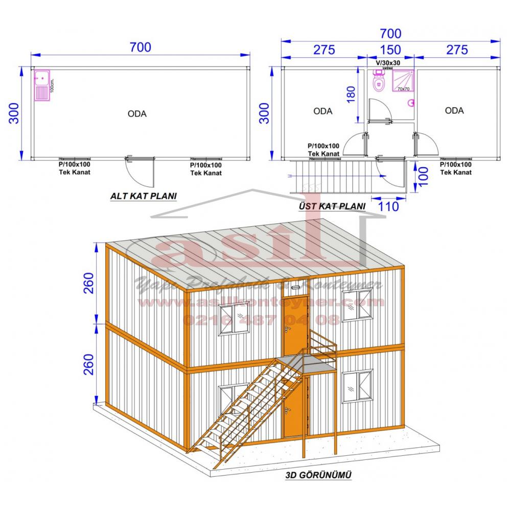 42 m�  2+1 �K� KATLI DI� SAC, �� PVC HAZIR EV -  OF�S